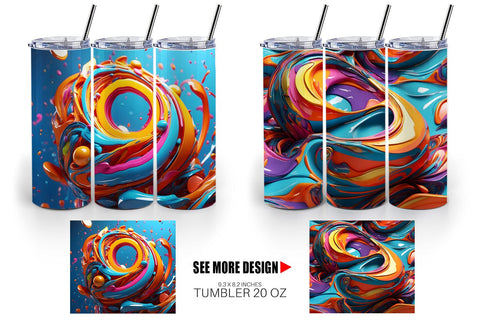 Tumbler Wrap 3D Paint Swirling Colorful Sublimation artnoy 