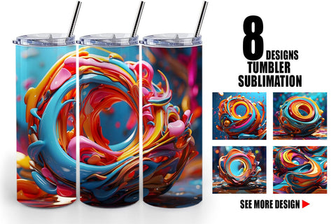 Tumbler Wrap 3D Paint Swirling Colorful Sublimation artnoy 