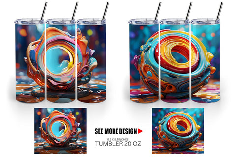 Tumbler Wrap 3D Paint Swirling Colorful Sublimation artnoy 
