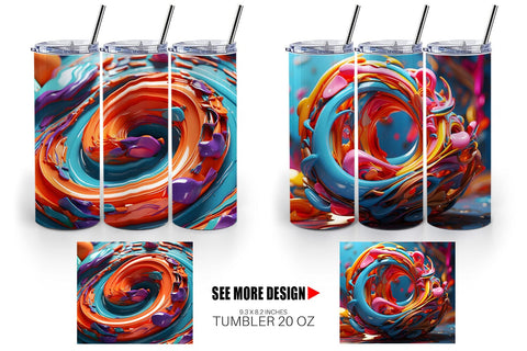Tumbler Wrap 3D Paint Swirling Colorful Sublimation artnoy 