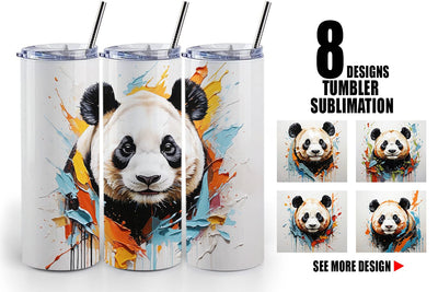 Tumbler Wrap 3D Panda Painting Sublimation artnoy 