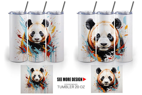 Tumbler Wrap 3D Panda Painting Sublimation artnoy 