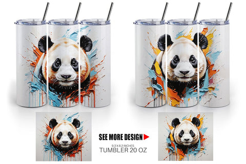 Tumbler Wrap 3D Panda Painting Sublimation artnoy 