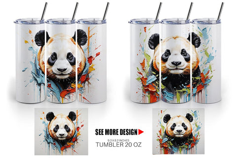 Tumbler Wrap 3D Panda Painting Sublimation artnoy 