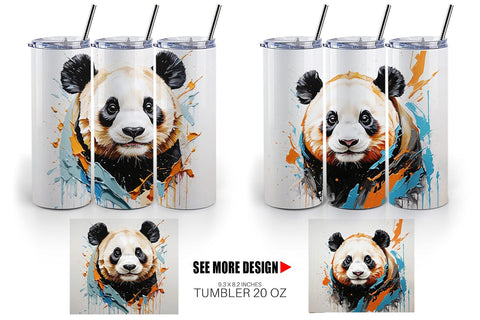 Tumbler Wrap 3D Panda Painting Sublimation artnoy 