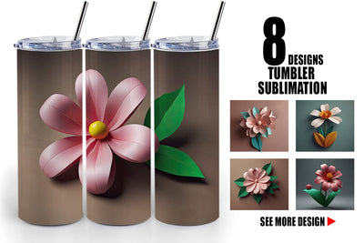 Tumbler Wrap 3D Paper Cut Flower Sublimation artnoy 
