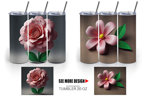 Tumbler Wrap 3D Paper Cut Flower Sublimation artnoy 