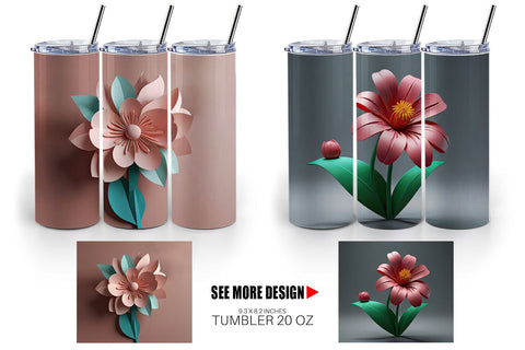 Tumbler Wrap 3D Paper Cut Flower Sublimation artnoy 