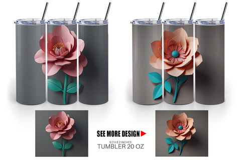 Tumbler Wrap 3D Paper Cut Flower Sublimation artnoy 