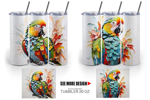 Tumbler Wrap 3D Parrot Painting Sublimation artnoy 