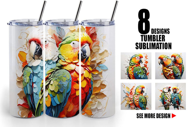 Tumbler Wrap 3D Parrot Painting Sublimation artnoy 