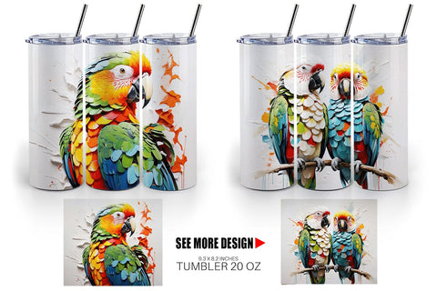 Tumbler Wrap 3D Parrot Painting Sublimation artnoy 