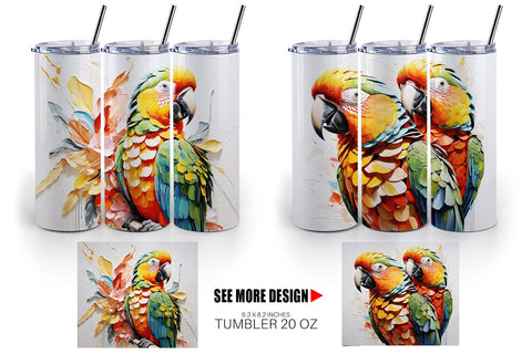 Tumbler Wrap 3D Parrot Painting Sublimation artnoy 