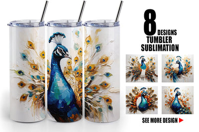 Tumbler Wrap 3D Peacock Painting Sublimation artnoy 