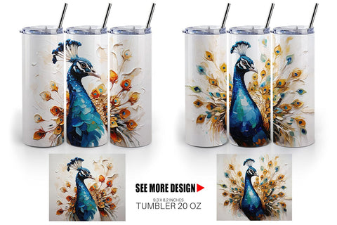 Tumbler Wrap 3D Peacock Painting Sublimation artnoy 