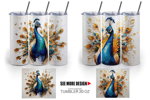 Tumbler Wrap 3D Peacock Painting Sublimation artnoy 