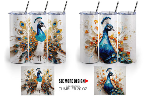 Tumbler Wrap 3D Peacock Painting Sublimation artnoy 