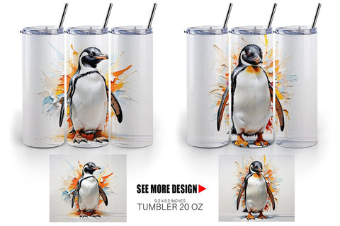 Tumbler Wrap 3D Penguin Painting Sublimation artnoy 