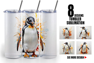 Tumbler Wrap 3D Penguin Painting Sublimation artnoy 