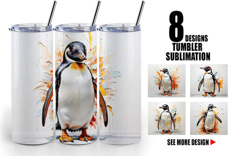Tumbler Wrap 3D Penguin Painting Sublimation artnoy 