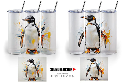 Tumbler Wrap 3D Penguin Painting Sublimation artnoy 