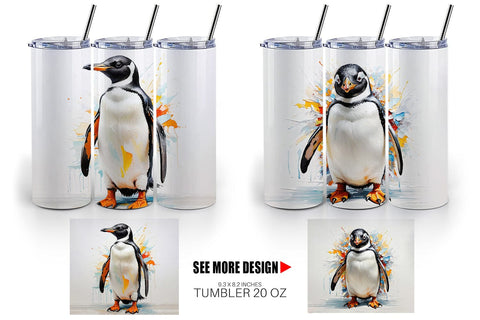 Tumbler Wrap 3D Penguin Painting Sublimation artnoy 