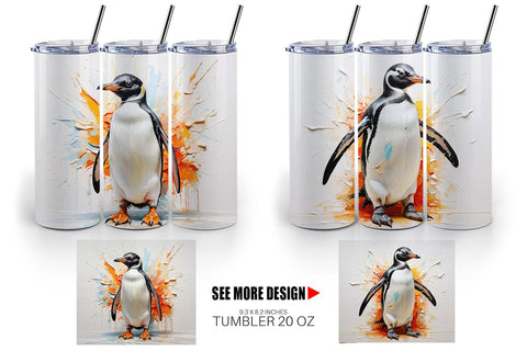 Tumbler Wrap 3D Penguin Painting Sublimation artnoy 