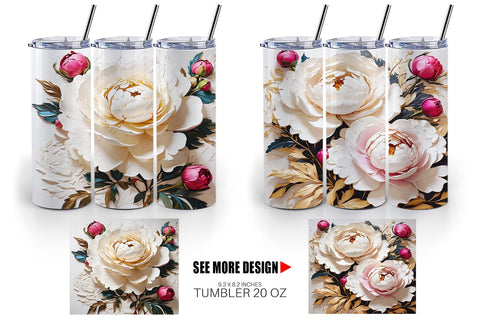 Tumbler Wrap 3D Peony Flower Sublimation artnoy 