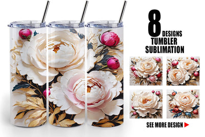 Tumbler Wrap 3D Peony Flower Sublimation artnoy 