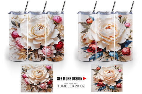 Tumbler Wrap 3D Peony Flower Sublimation artnoy 