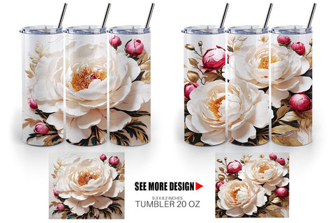 Tumbler Wrap 3D Peony Flower Sublimation artnoy 