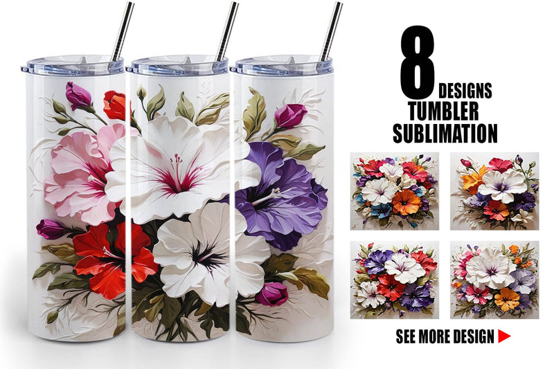Tumbler Wrap 3D Petunia Flower Sublimation artnoy 