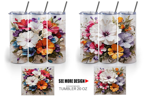 Tumbler Wrap 3D Petunia Flower Sublimation artnoy 