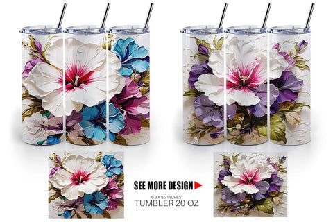Tumbler Wrap 3D Petunia Flower Sublimation artnoy 