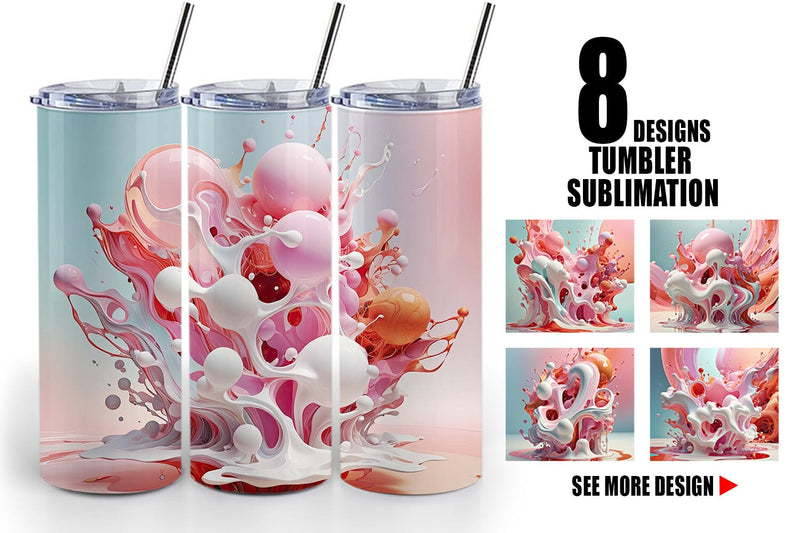 Tumbler Wrap 3D Pink Liquid Sublimation artnoy 