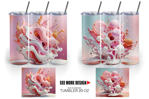 Tumbler Wrap 3D Pink Liquid Sublimation artnoy 