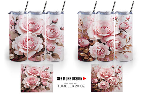 Tumbler Wrap 3D Pink Rose Sublimation artnoy 