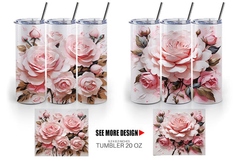 Tumbler Wrap 3D Pink Rose Sublimation artnoy 