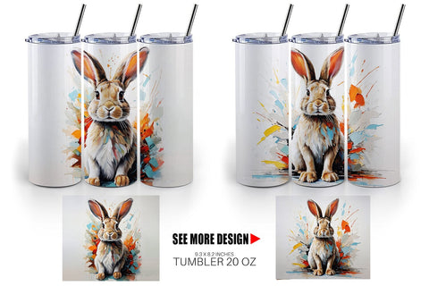 Tumbler Wrap 3D Rabbit Painting Sublimation artnoy 