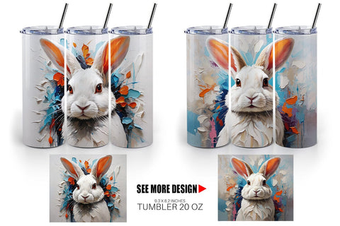 Tumbler Wrap 3D Rabbit Painting Sublimation artnoy 