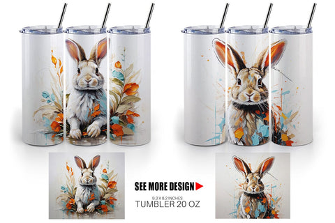 Tumbler Wrap 3D Rabbit Painting Sublimation artnoy 
