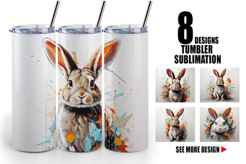 Tumbler Wrap 3D Rabbit Painting Sublimation artnoy 