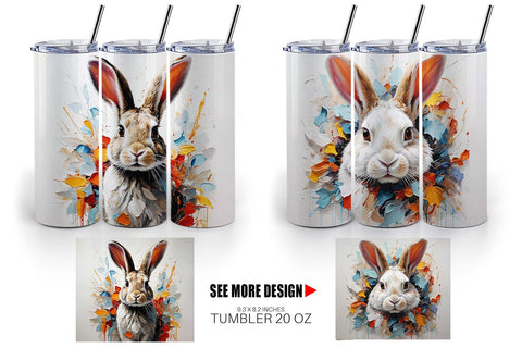 Tumbler Wrap 3D Rabbit Painting Sublimation artnoy 