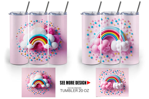 Tumbler Wrap 3D Rainbow and Cloud Sublimation artnoy 