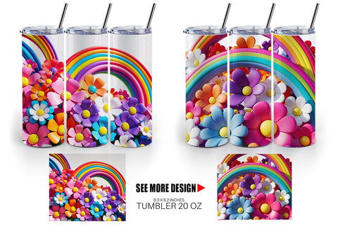 Tumbler Wrap 3D Rainbow Flower Sublimation artnoy 