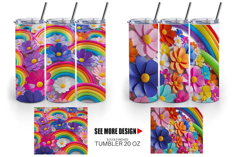 Tumbler Wrap 3D Rainbow Flower Sublimation artnoy 
