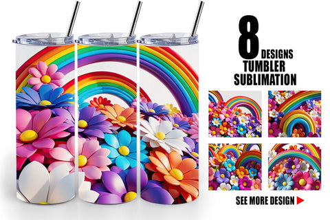 Tumbler Wrap 3D Rainbow Flower Sublimation artnoy 