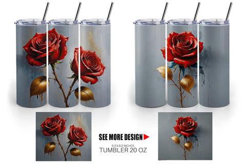 Tumbler Wrap 3D Red Rose Sublimation artnoy 