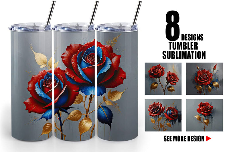 Tumbler Wrap 3D Red Rose Sublimation artnoy 