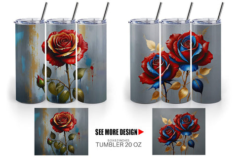 Tumbler Wrap 3D Red Rose Sublimation artnoy 